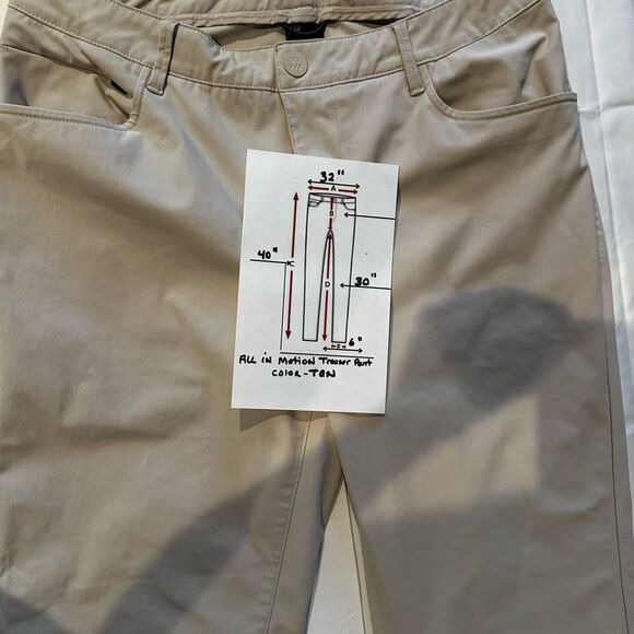 All In Motion Men's Tan Golf Pants Size 32x30 - Picture 9 of 9